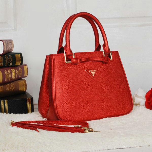 2014 Prada Fluorescence saffiano tote BN2245 red